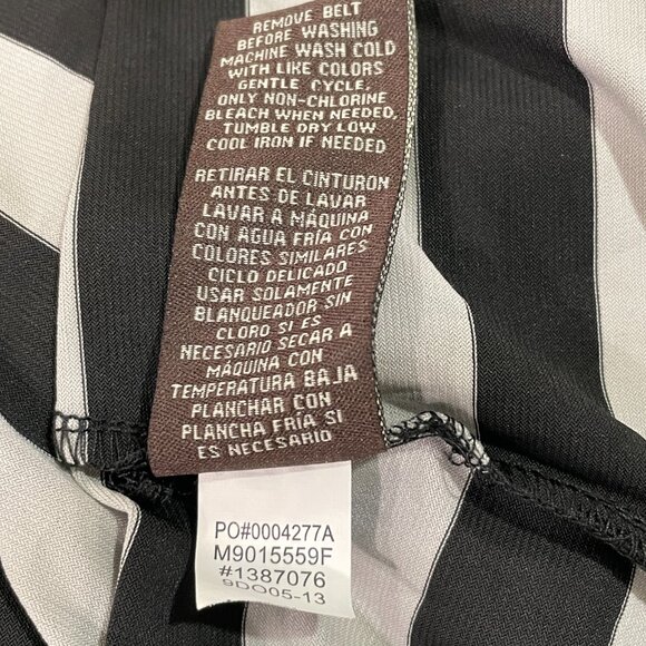 FEVER Maxi Sleeveless Jersey Stripe Belt Side Splits Tank Dress, Black/Gray - L - Picture 8 of 8